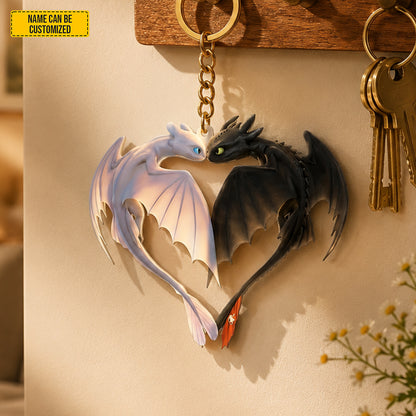 Personalized Dragon Couple Acrylic Keychain
