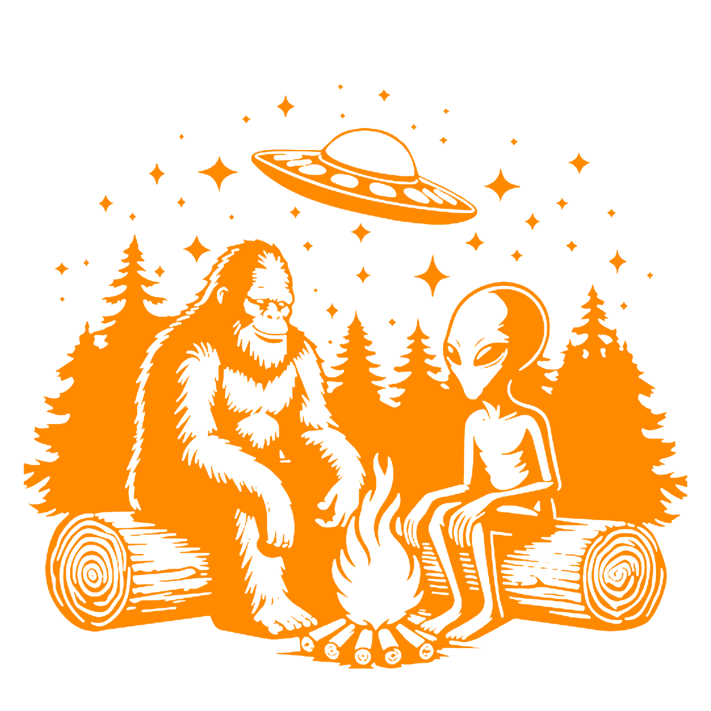 UFO, Bigfoot & Alien Campfire Sticker