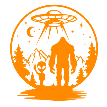 UFO, Alien & Bigfoot Forest Sticker