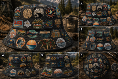 Classic Vintage Hiking & Camping All Over Bucket Hat