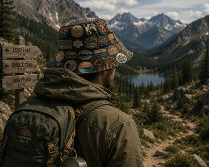 Classic Vintage Hiking & Camping All Over Bucket Hat