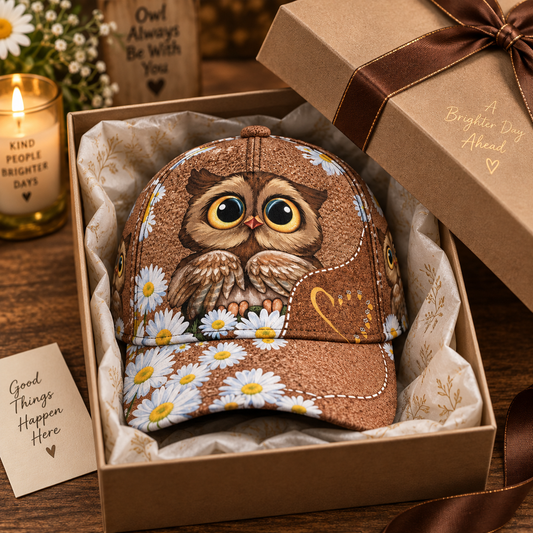 Owl Always Be With You Daisy Floral Classic Cap – Cute Owl Lover Hat
