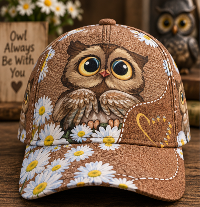Owl Always Be With You Daisy Floral Classic Cap – Cute Owl Lover Hat