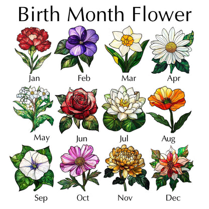 Birth Month Flower Acrylic Window- Hanging Decor