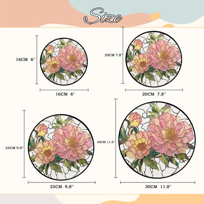 Peony Flower Stained Glass Suncatcher - Home Decor