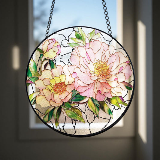 Peony Flower Stained Glass Suncatcher - Home Decor