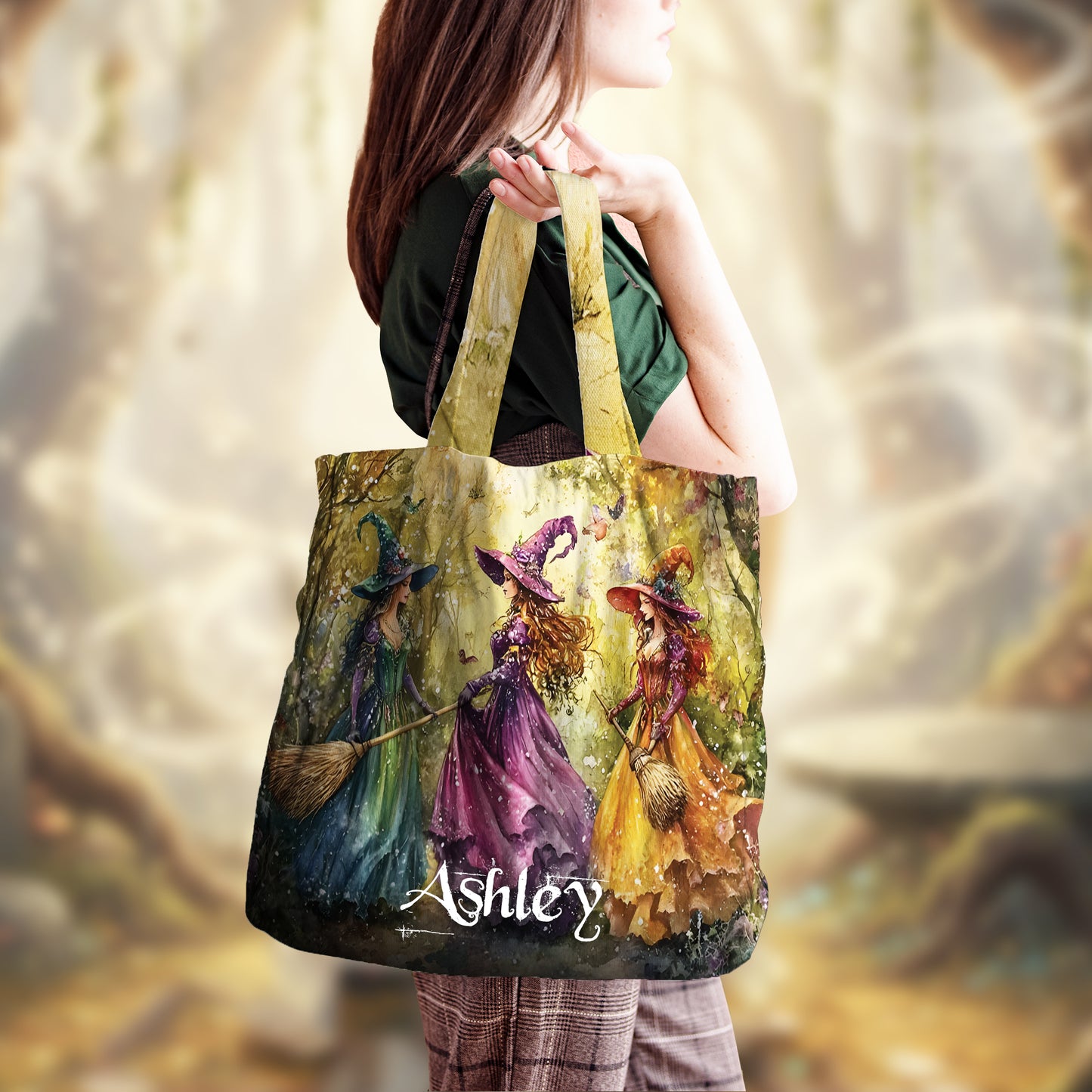 Witches In Forest - Personalized Witch Tote Bag