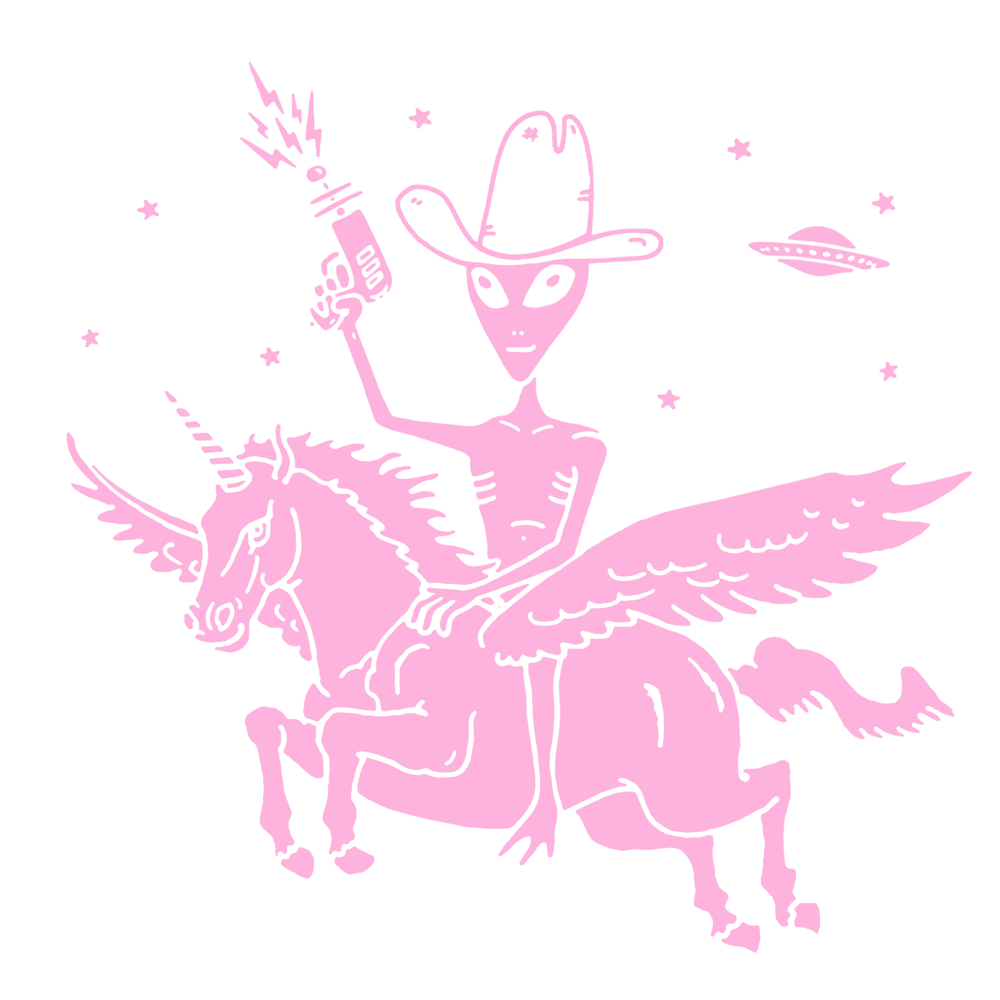 UFO Cowboy Alien on Unicorn Sticker