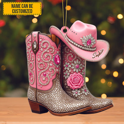Personalized Cowgirl Boots Acrylic Ornament