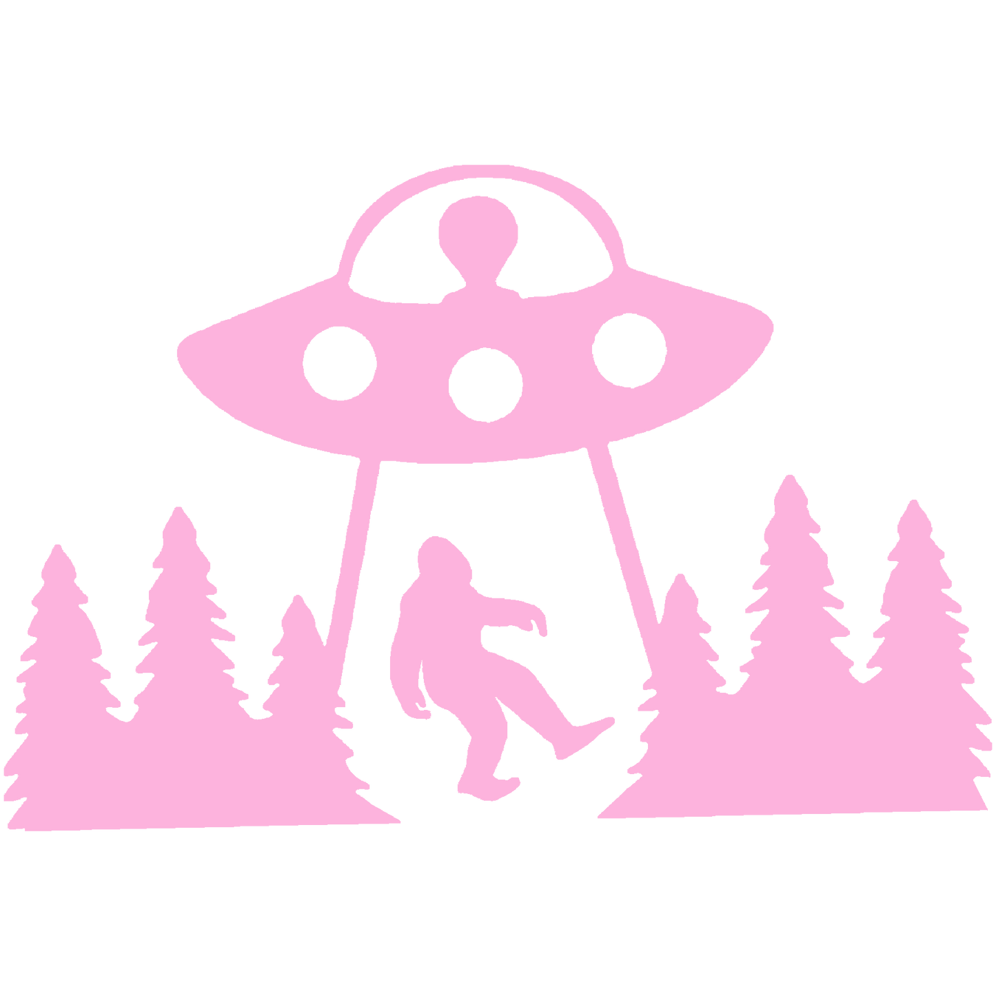 Bigfoot Sasquatch Alien UFO Trees Vinyl Sticker