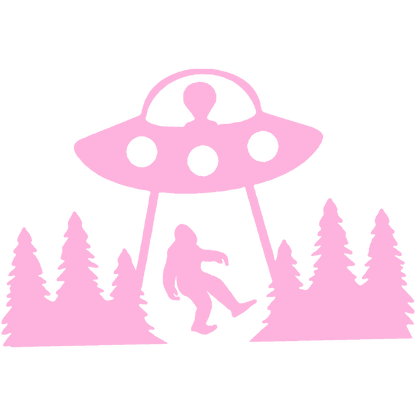 Bigfoot Sasquatch Alien UFO Trees Vinyl Sticker