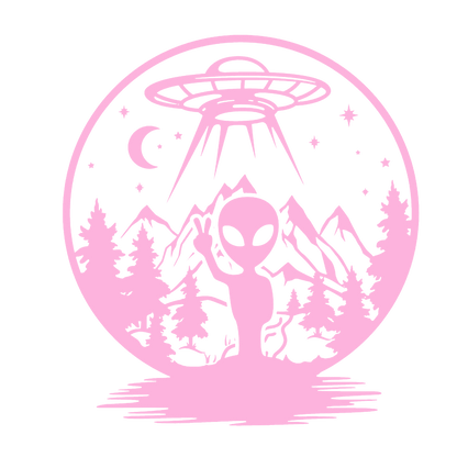 Alien Peace in the Forest – UFO Sticker