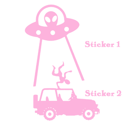 Set of 2 – UFO & Alien Jeep Vinyl Stickers