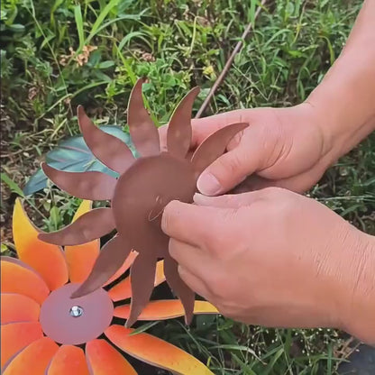Sunflower Windmill | Kinetic Windmill | Kinetic Sculpture | Rural Garden Wind Spinner | Sunflower Garden Decoration