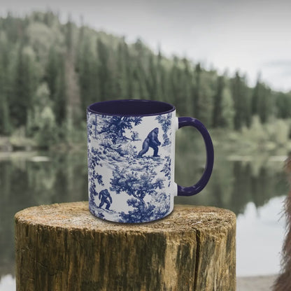 Bigfoot Sasquatch Print Forest Toile Funny Accent Mug