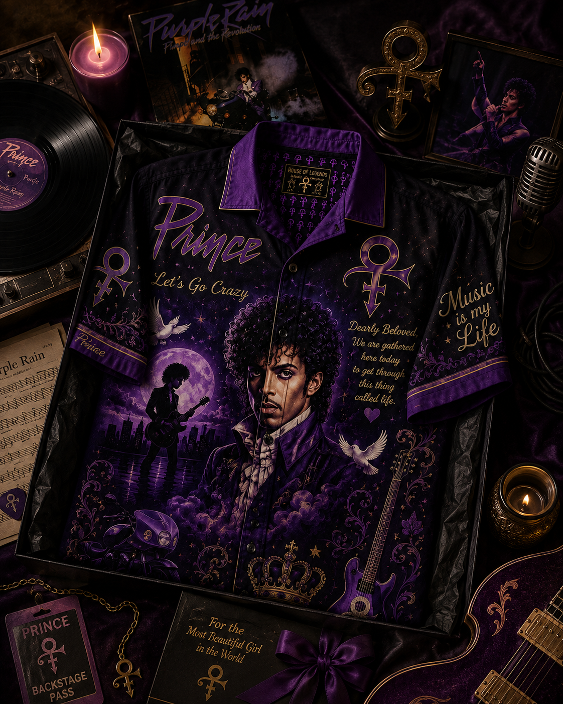 Purple Rain Hawaiian Shirt - Prince Shirt Vintage Music Fan Gift