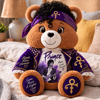 Prince Custom Shaped Bear Pillow – Purple Rain Inspired Gift for Prince Fans