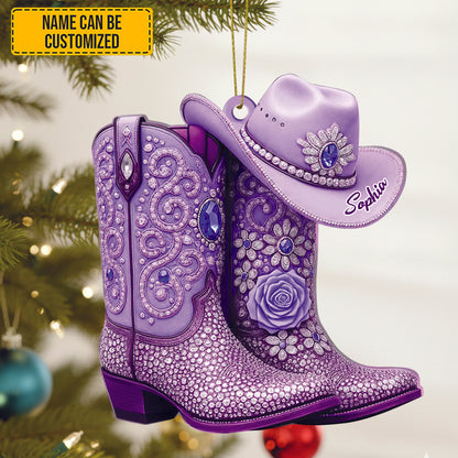 Personalized Cowgirl Boots Acrylic Ornament