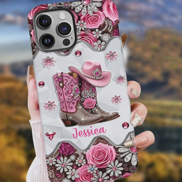 Cowgirl Boots - Personalized Cowgirl Full Print Phone Case