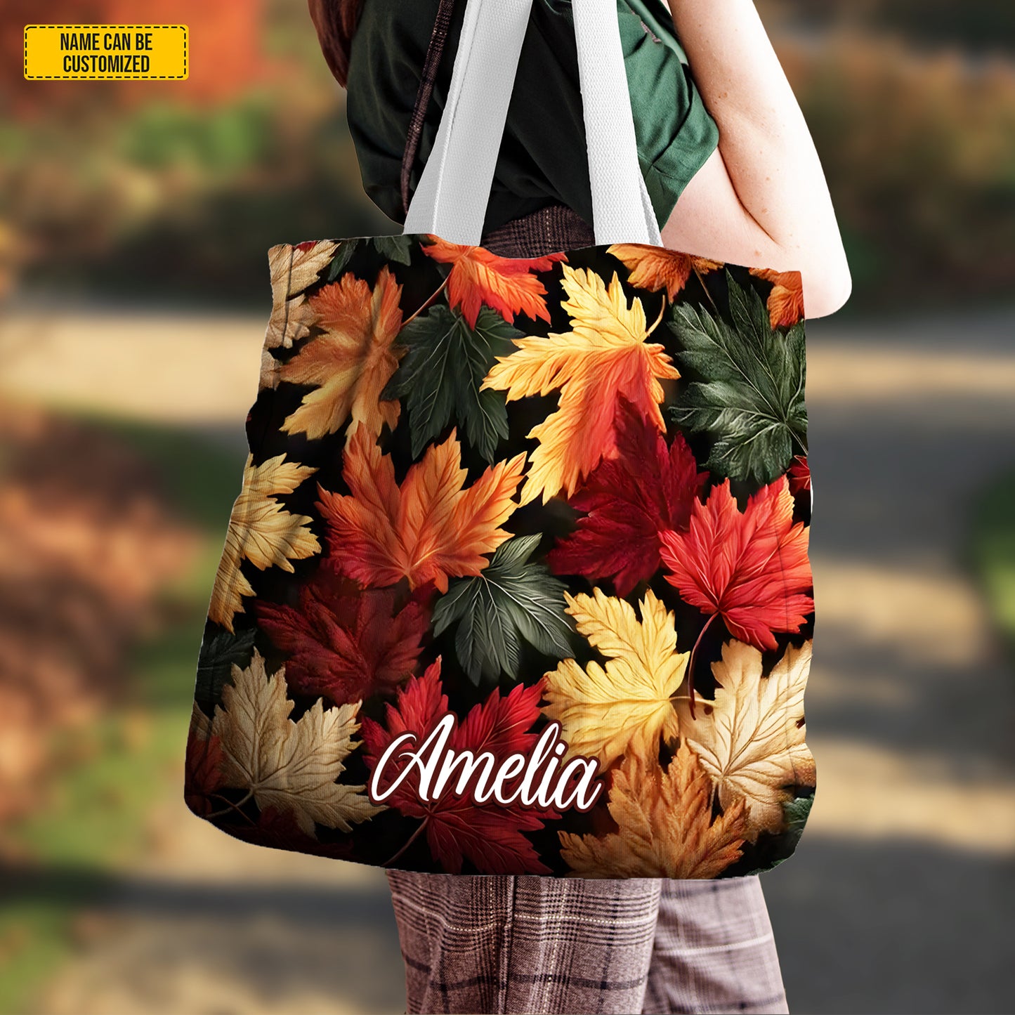 Personalized Autumn Leaves Tote Bag