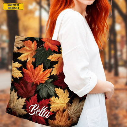 Personalized Autumn Leaves Tote Bag