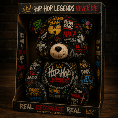 Hip Hop Legends Bear Custom Shaped Pillow – Old School Rap Gift for Hip Hop Music Lovers