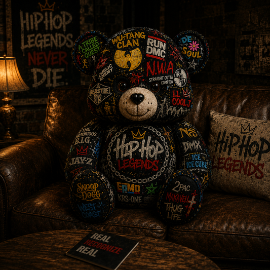 Hip Hop Legends Bear Custom Shaped Pillow – Old School Rap Gift for Hip Hop Music Lovers