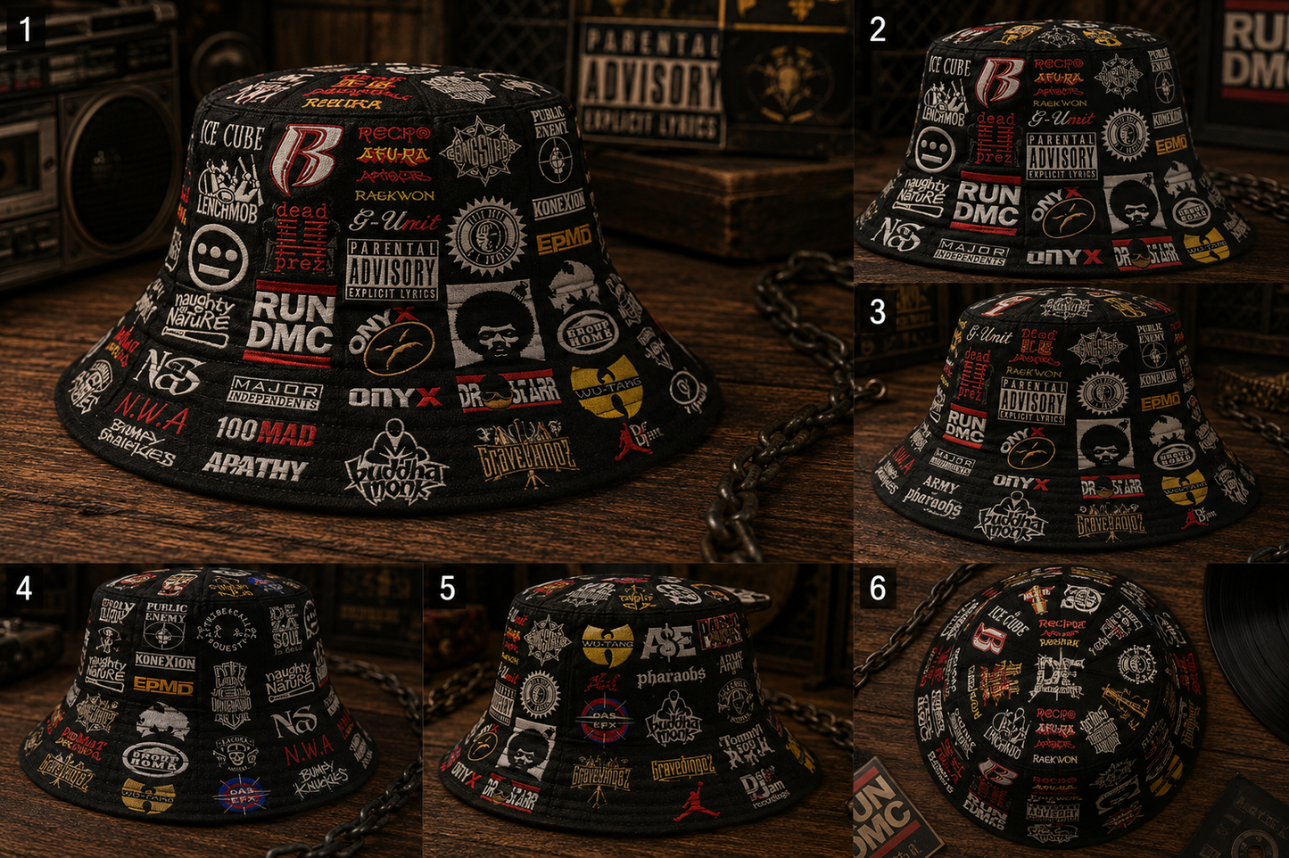 Classic Golden 80’s & 90’s Hip Hop All Over  Bucket Hat Version 5
