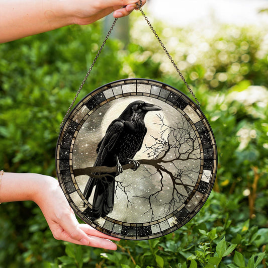 Gothic Raven  Stained Glass Suncatcher