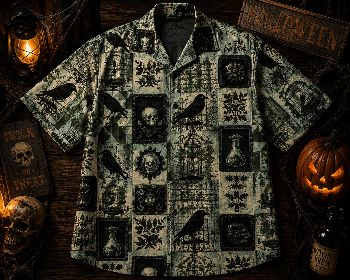 Raven’s Midnight Garden – Gothic Hawaiian Shirt