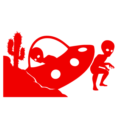 UFO & Alien Visitor Sticker