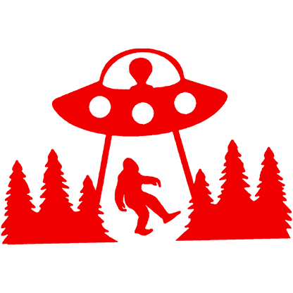 Bigfoot Sasquatch Alien UFO Trees Vinyl Sticker