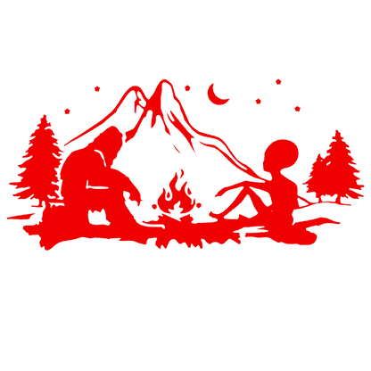Alien & Bigfoot Campfire Sticker