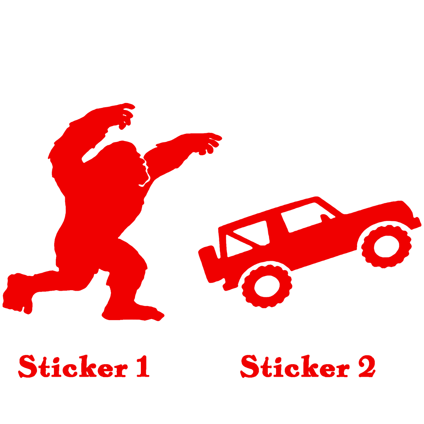 Set 2 Bigfoot Sticker, Bigfoot Toss – Off-Road Vinyl Sticker