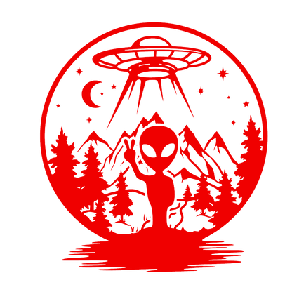 Alien Peace in the Forest – UFO Sticker