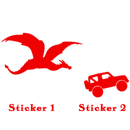 Set of 2 - Dragon vs Car Sticker