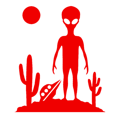 UFO & Alien Desert Landing Sticker