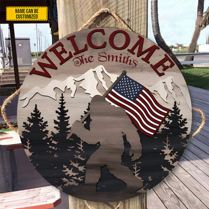 Personalized Bigfoot Freedom Wooden Sign