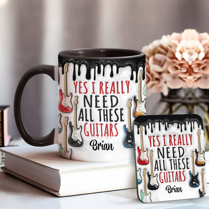 Yes I Really Do Need All These Guitars - Personalized Guitar Accent Mug