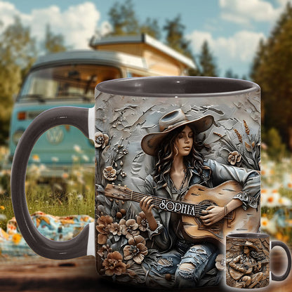 Gypsy Soul Guitar - Personalized Hippie Accent Mug