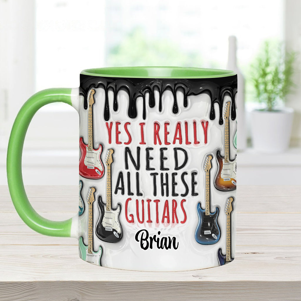 Yes I Really Do Need All These Guitars - Personalized Guitar Accent Mug