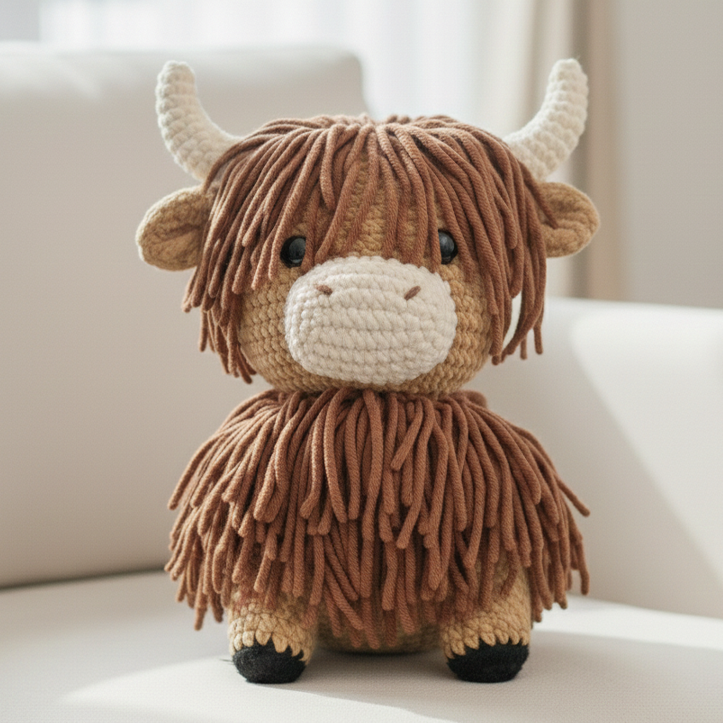 Fluffy Highland Cow Shaped Pillow