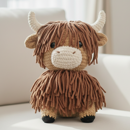 Fluffy Highland Cow Shaped Pillow