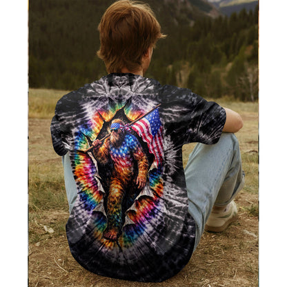 BIGFOOT WITH FLAG SWIRL ALL OVER PRINT SHIRT