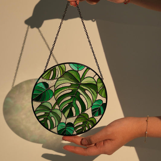 Monstera Plant Stained Glass Suncatcher