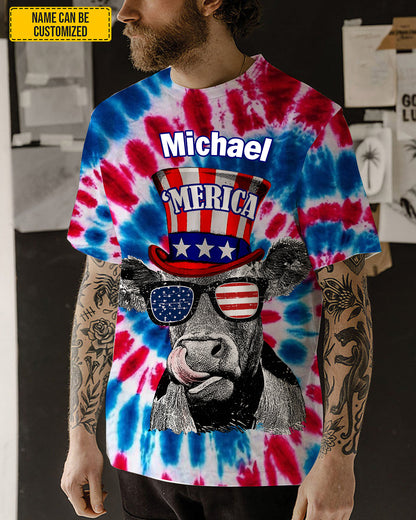 Personalized ‘Merica Cow Tie-Dye All Over Print