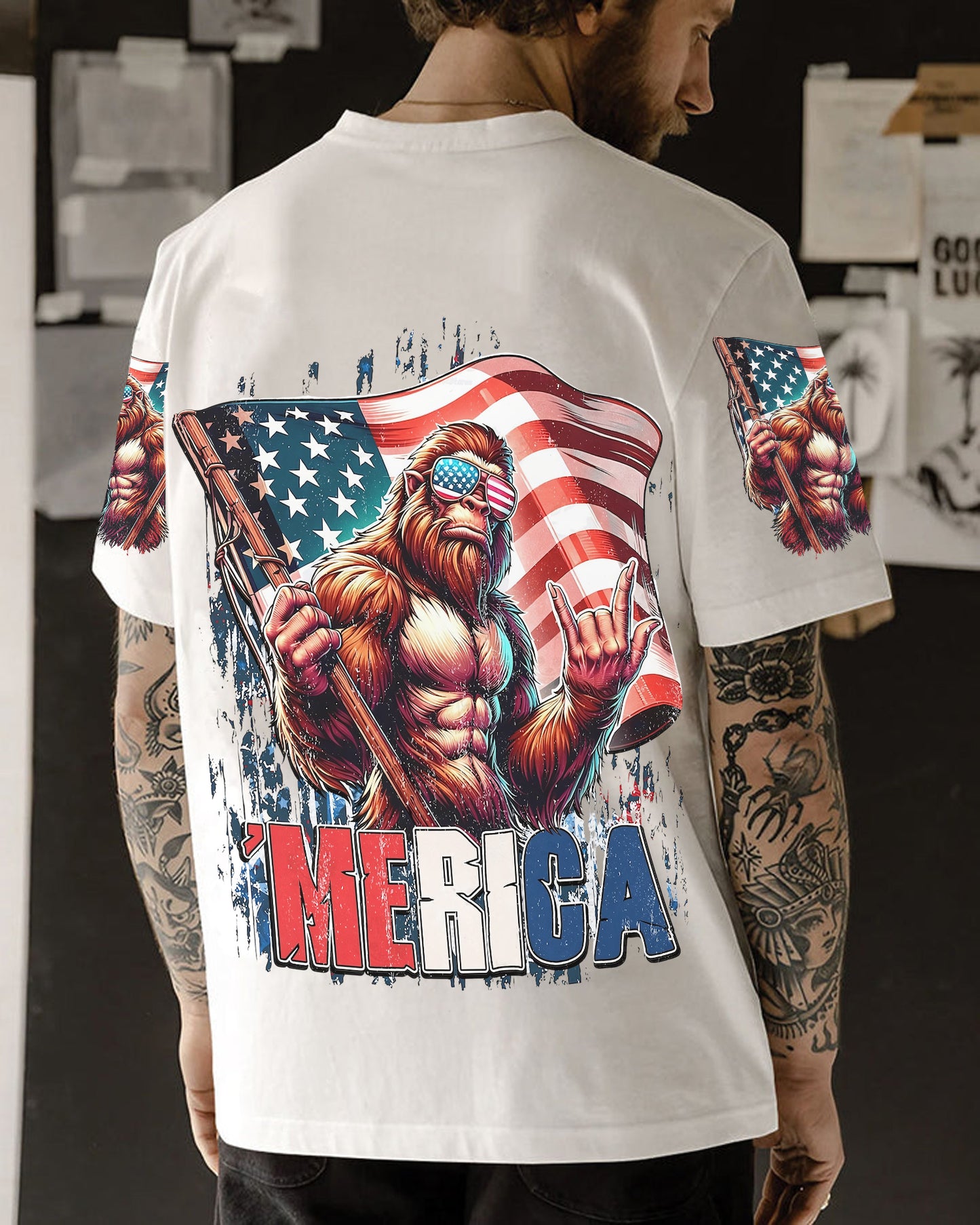 AMerica Flag – Personalized Bigfoot All Over Print Shirt