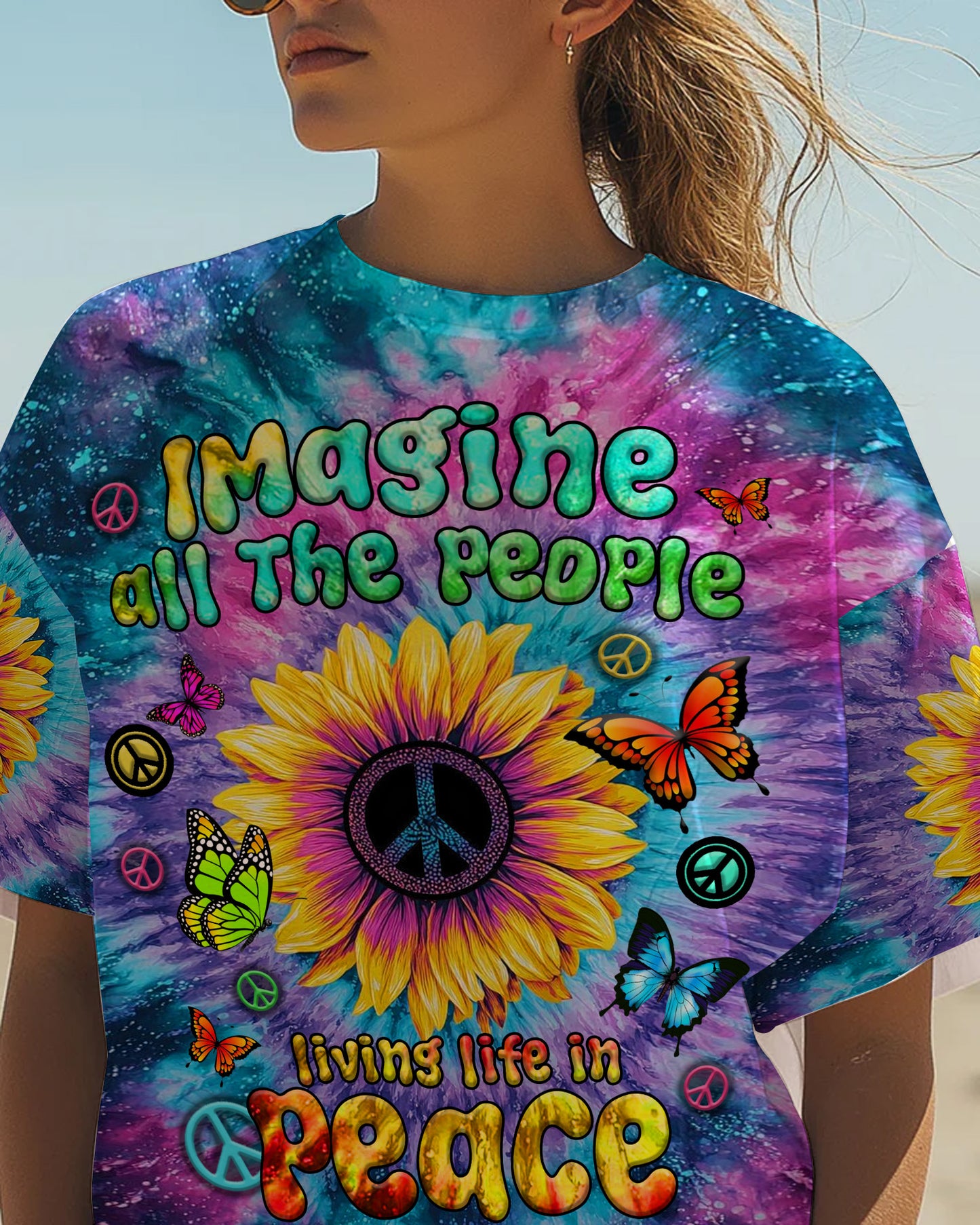 Imagine All The People - Personalized Hippie All Over Print Shirt