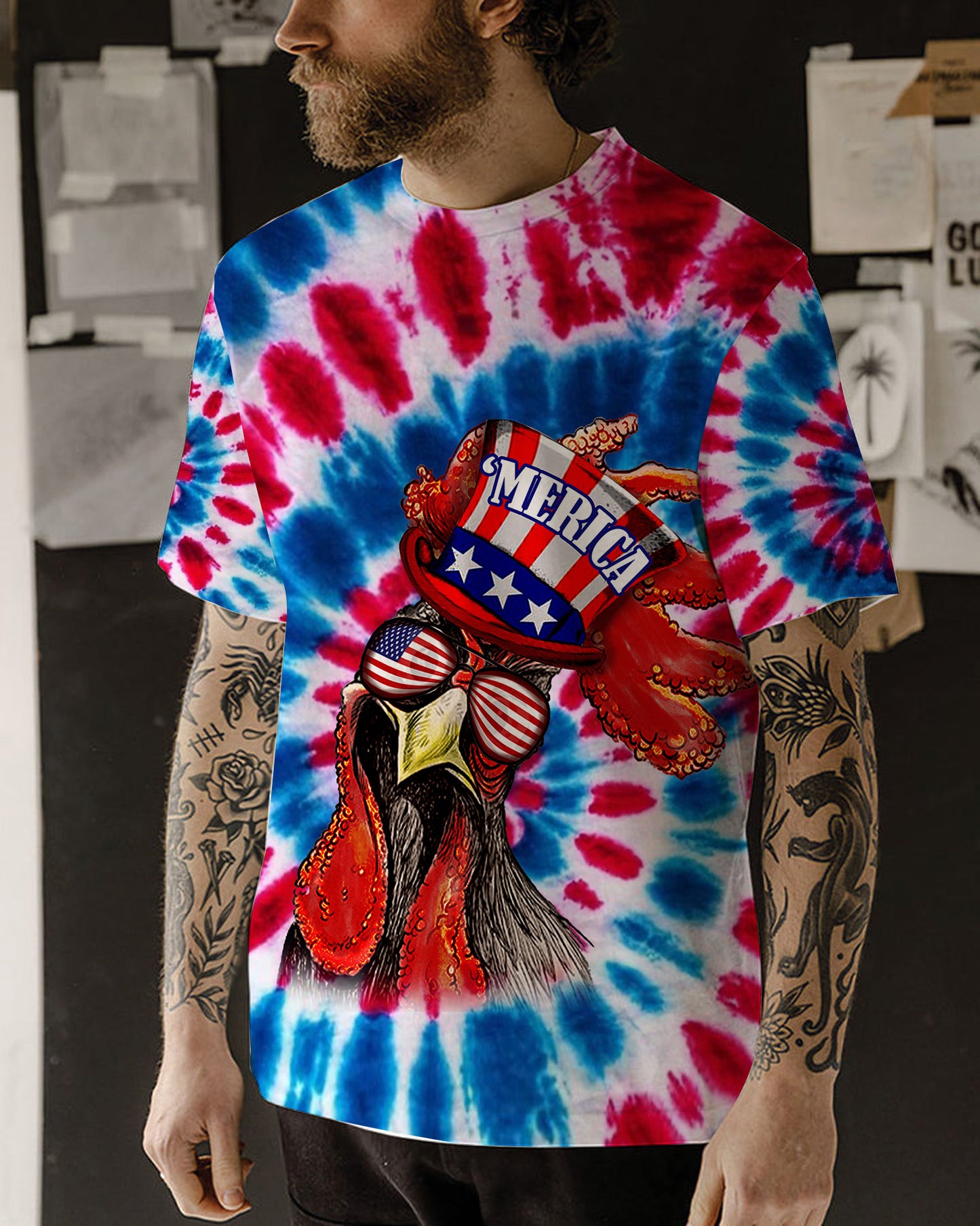 Chicken Rooster Patriotic - Personalized Chicken All Over Print Shirt