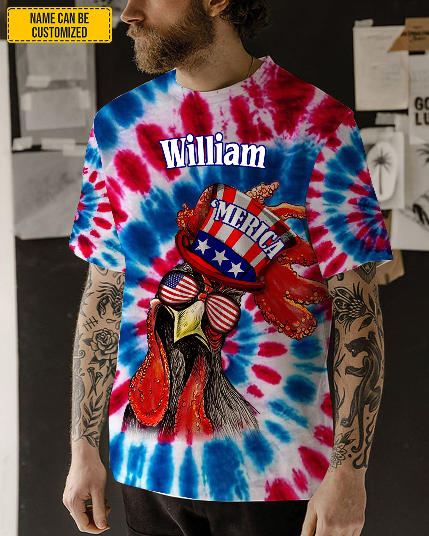 Chicken Rooster Patriotic - Personalized Chicken All Over Print Shirt